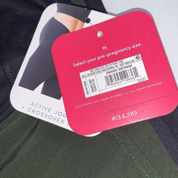 Isabel Maternity by Ingrid & Isabel Crossover Panel Joggers Pants- Green - Picture 10 of 12